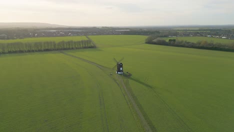 picturesque countryside with pitstone windmill in buckinghamshire, england - aerial landscape