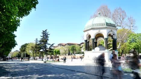 4k: time lapse the hippodrome; german fountain - stock video