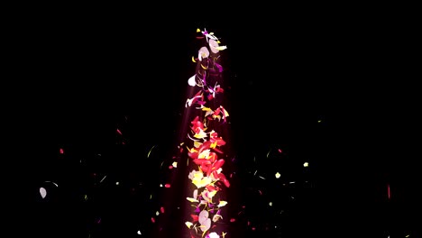 colorful petals. spiral shiny petals of blossoms. flower pattern. pretty dancing petal. vortex from spin petals. abstract loop animation.