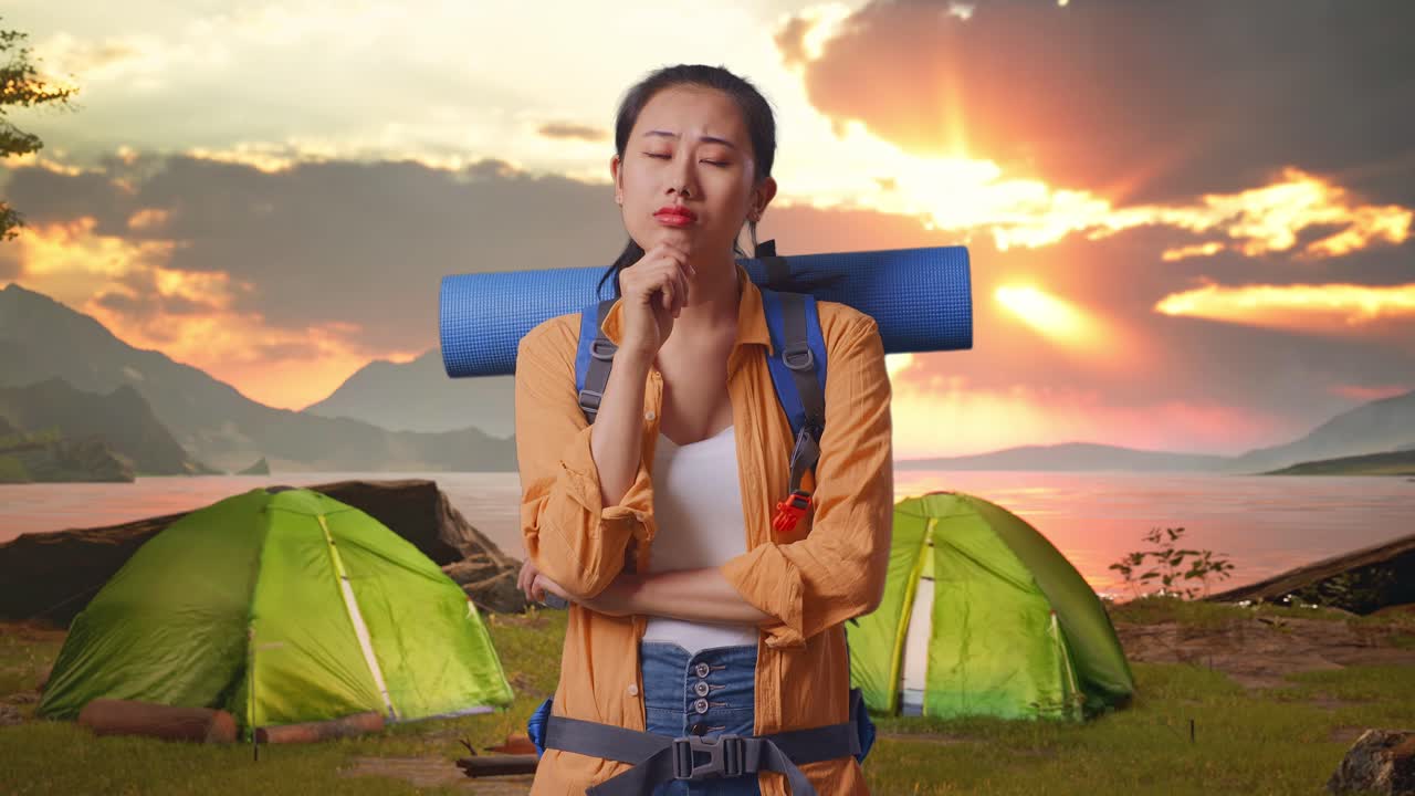 Thoughtful Tourist at Sunset Campground