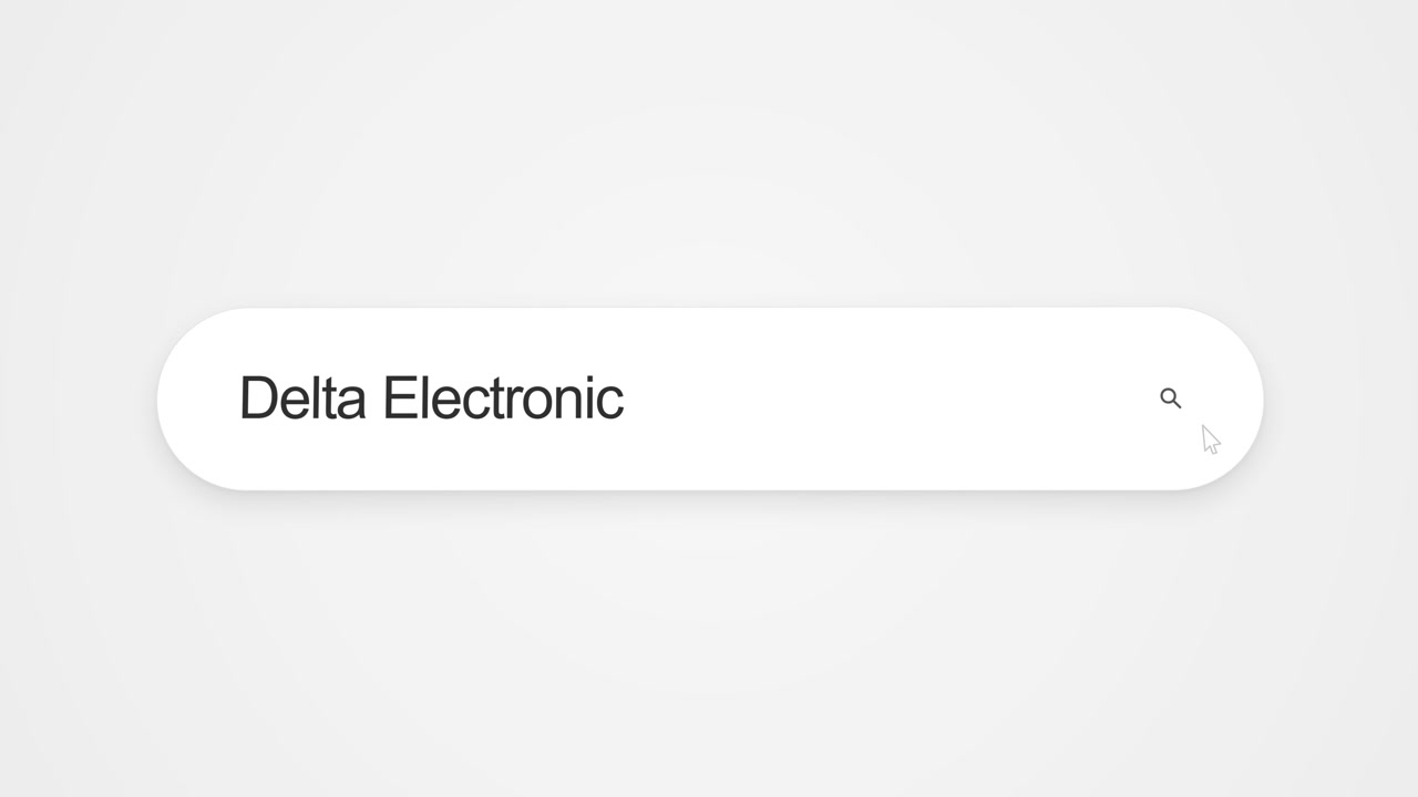 Datagrensesnitt viser Delta Electronics' nettsted på en digital skjerm. Nærbilde