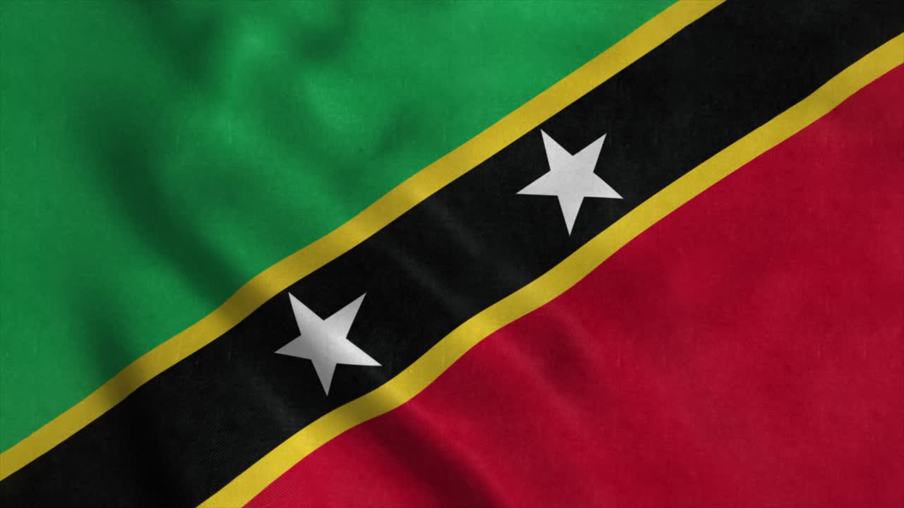 la bandera de saint kitts y nevis ondeando en el viento. la bandera nacional de la federación de san cristóbal y nevis