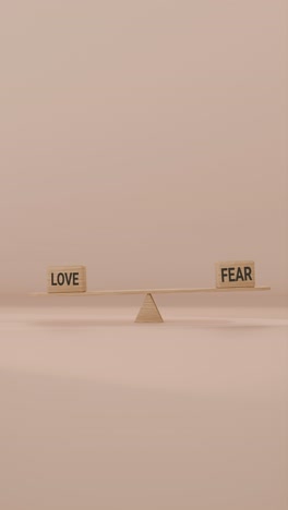 veritcal video of love and fear balancing on seesaw