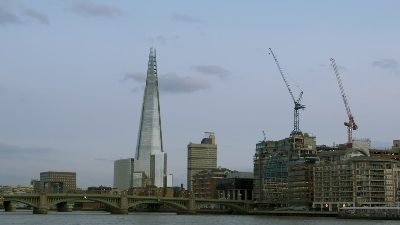 The shard central London by the Thames in time-lapse
