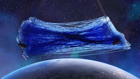 abstract blue structure suspended in space