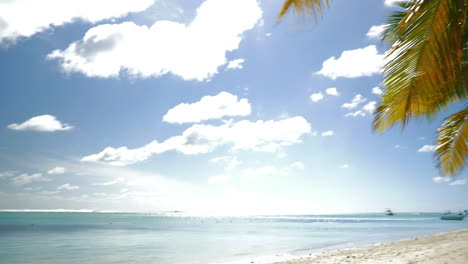 Tropical-resort-and-empty-deck-chair-by-ocean