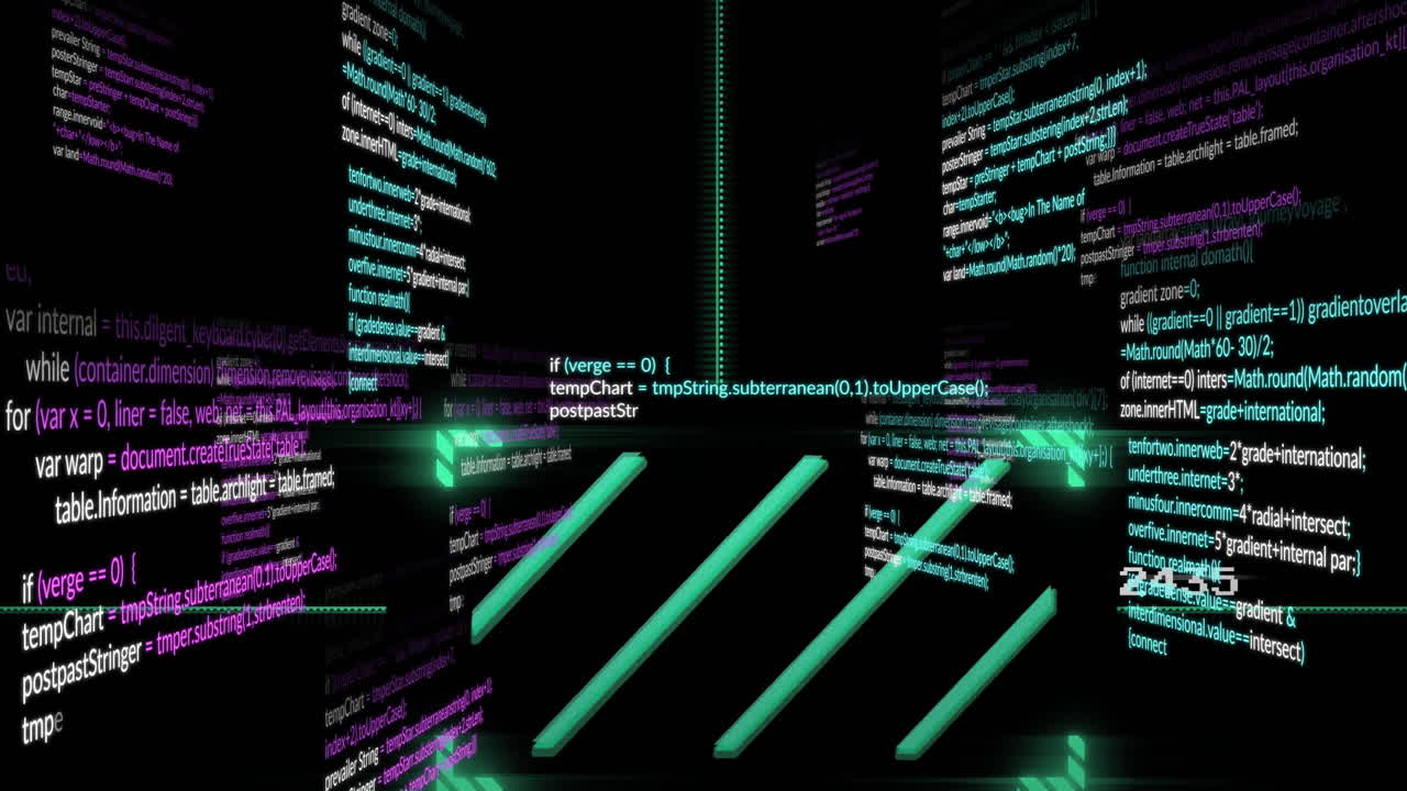 animatie van de verwerking van financiële gegevens op een zwarte achtergrond