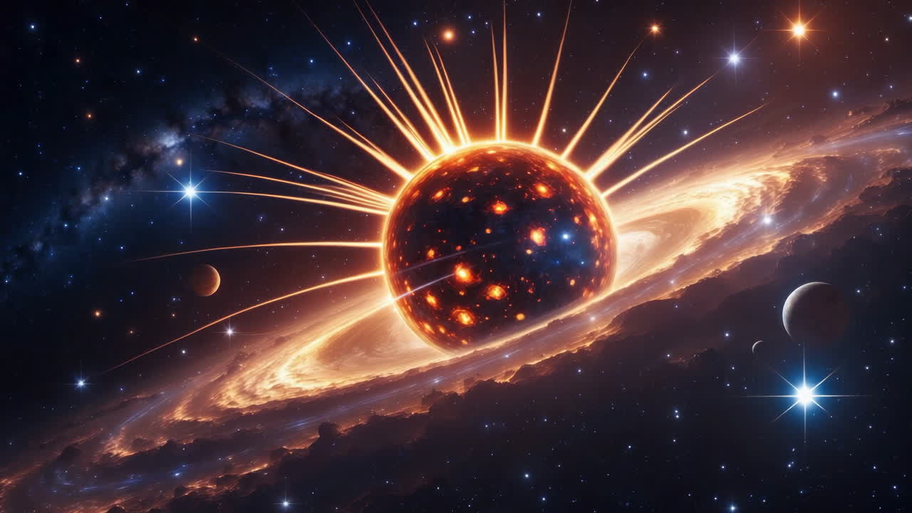 Vibrant Cosmic Phenomenon with Nebula and Planets