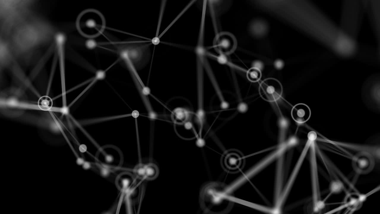 Abstract polygonal space with dots and lines motion. Data technology and scientific illustration. CG animation