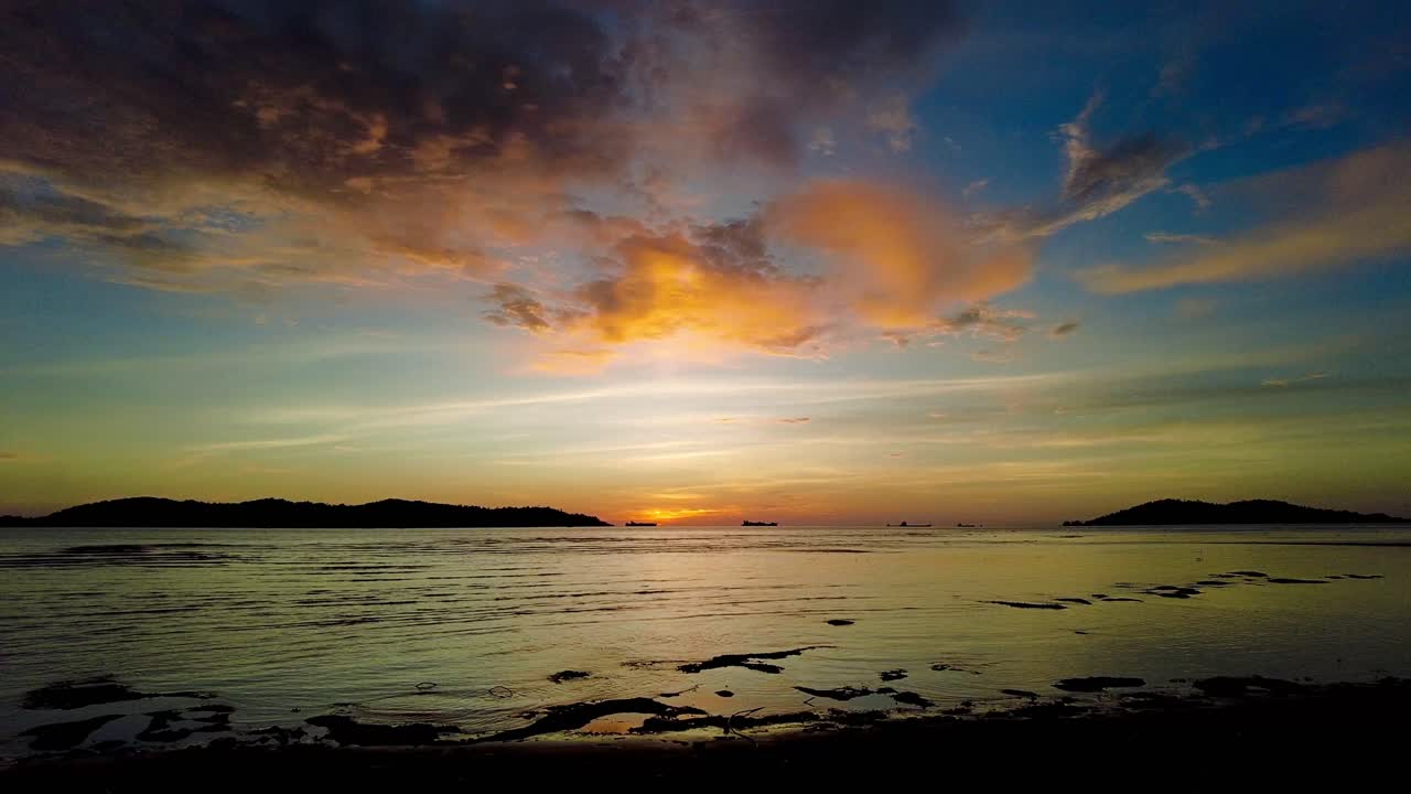 Beautiful Sunset At Likas Bay Beach Sabah