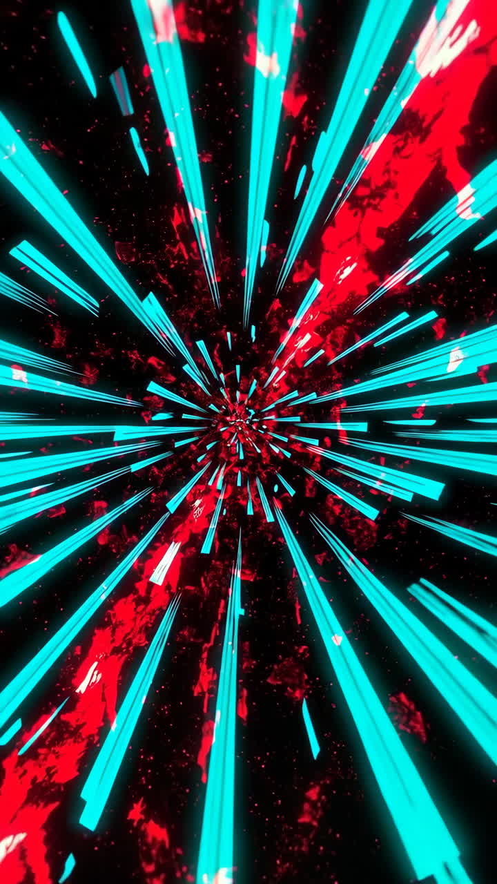Abstract Neon Light Tunnel with Glowing Trails