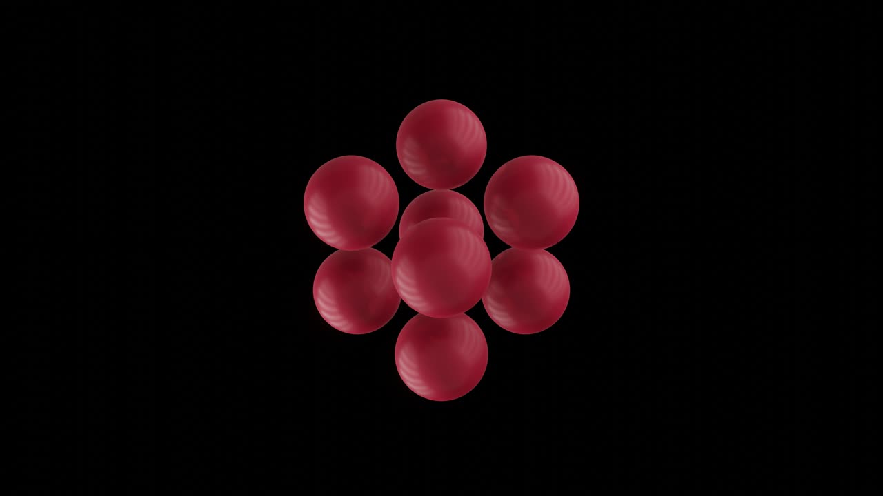 абстрактные розовые 3d-сферы, движущиеся в черном пространстве. творческий бесперебойный цикл 3d-рендеринг движущегося графического объекта