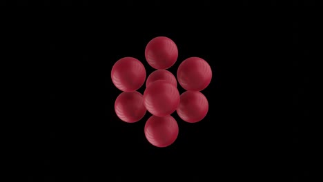 abstract pink 3d spheres moving in a black space. creative seamless loop 3d rendered motion graphic object