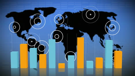 wold map with bar graph