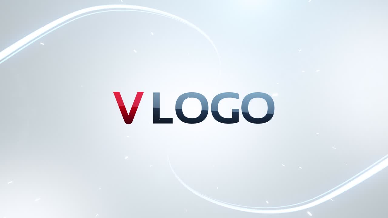Rivelazione Testo Logo V con Bagliori di Luce Intensa.