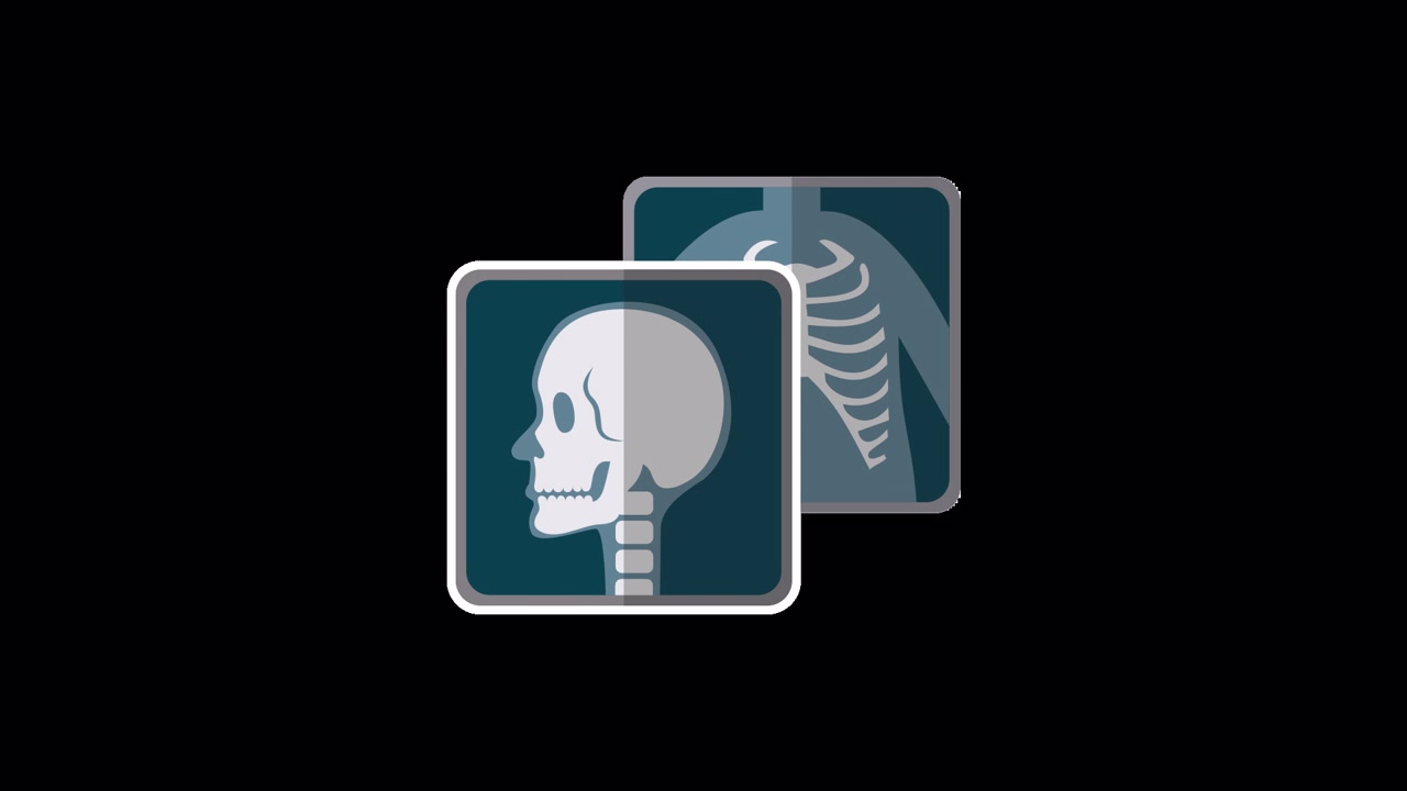 Animated Medical Icons Showing Skull and Ribcage X-rays
