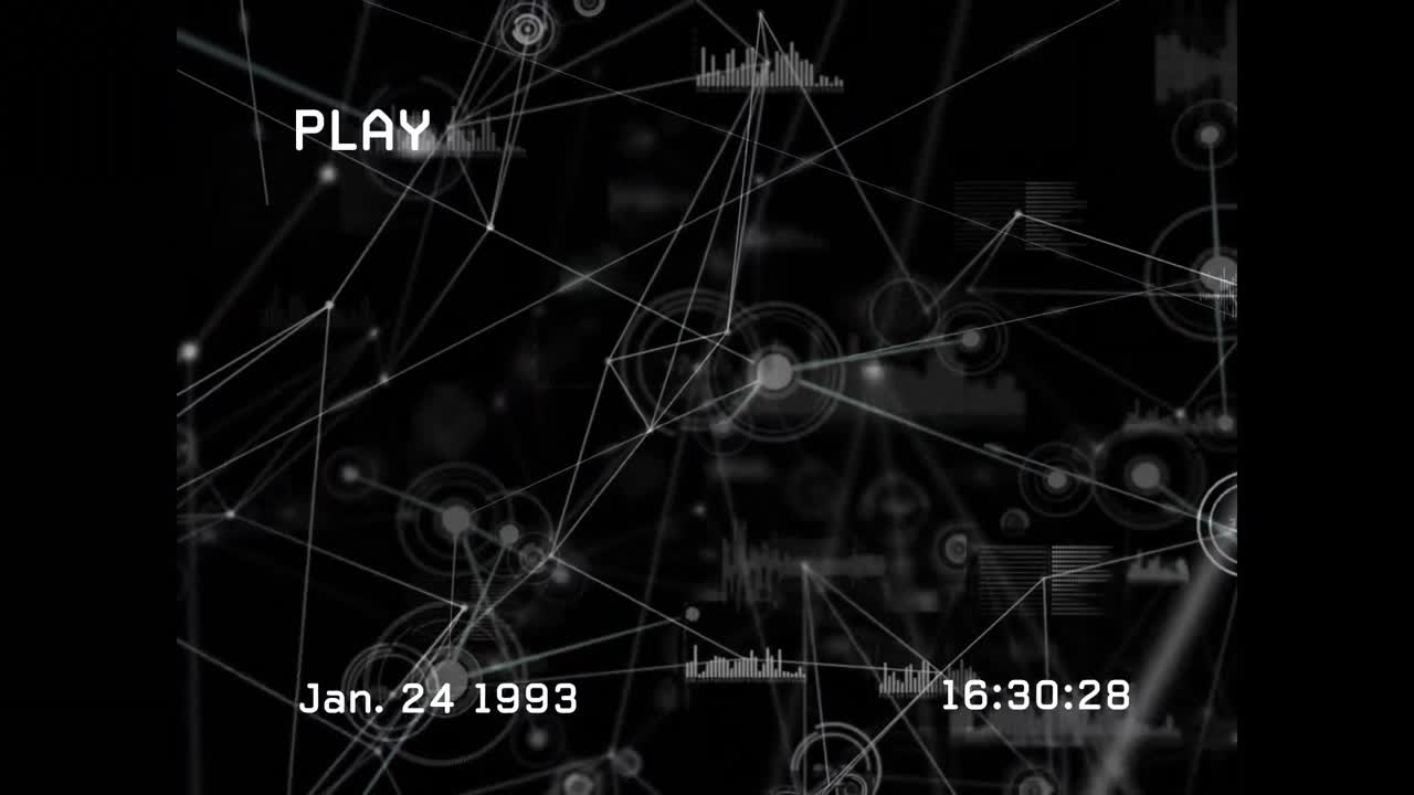 Animation of data processing on black background