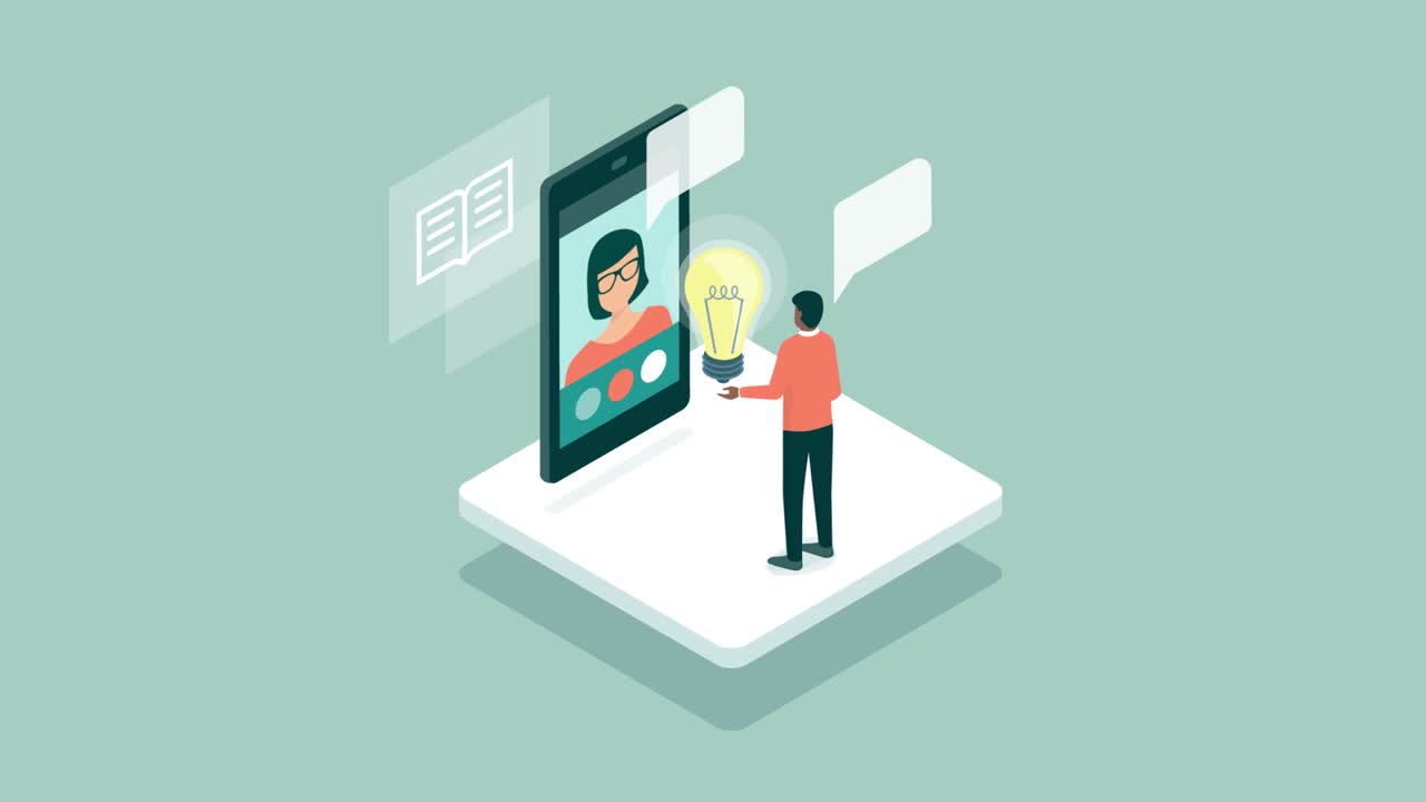 Man videocalling a teacher online