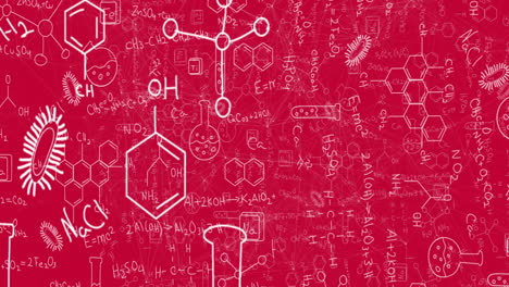 animación del procesamiento de datos científicos sobre un fondo rojo