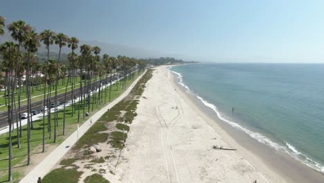 low altitude aerial number 2 of an empty beach in santa barbara, california during a warm sunny day