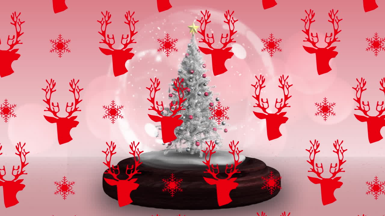 스노우 글로브에 크리스마스 트리 위에  ⁇ 는 별 위에 원활한 패턴의 사 ⁇  아이콘