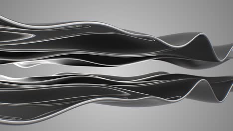 two metal waves line 3d animation, abstract background, seamless loop