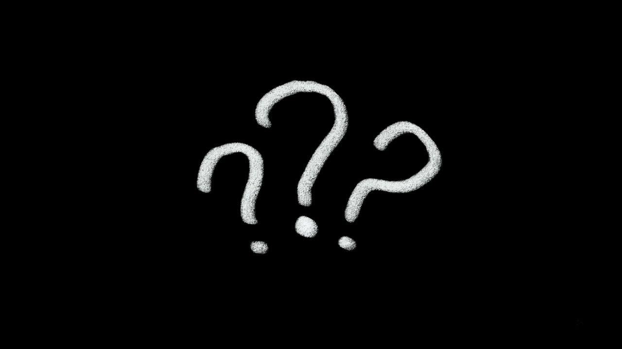 Three White Chalk Question Marks on Black Background