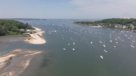 An-aerial-time-lapse-over-the-Northport-Marina-on-Long-island,-NY