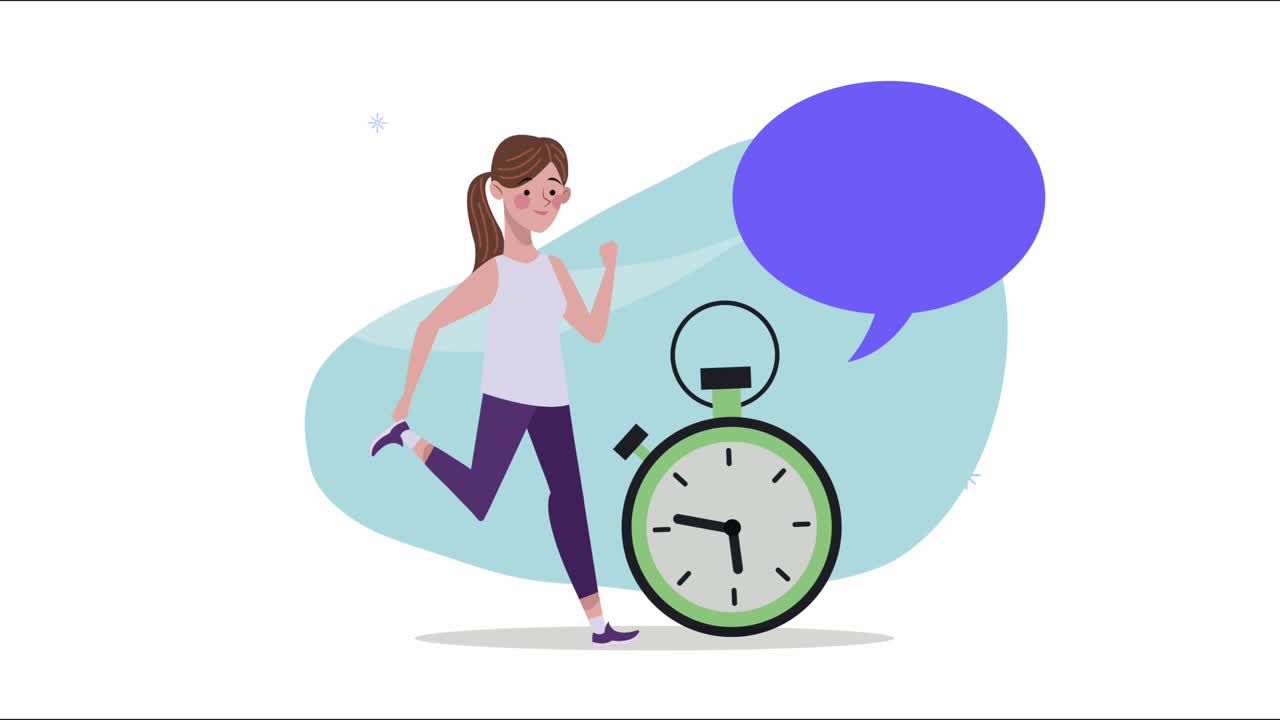 woman running with chronometer animation