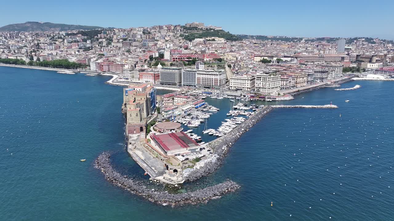 Naples Skyline At Naples In Campania Italy. Downtown Cityscape. Gulf Of Naples Landscape. Naples Skyline At Campania Italy. Beautiful Skyline. Coastline Scenery. Beach Landscape.