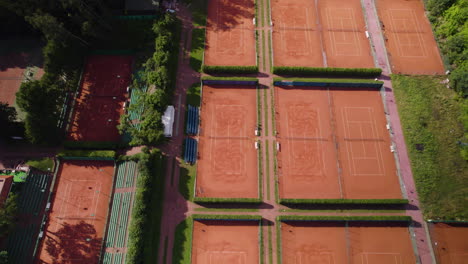 aerial drone over huge tennis courts