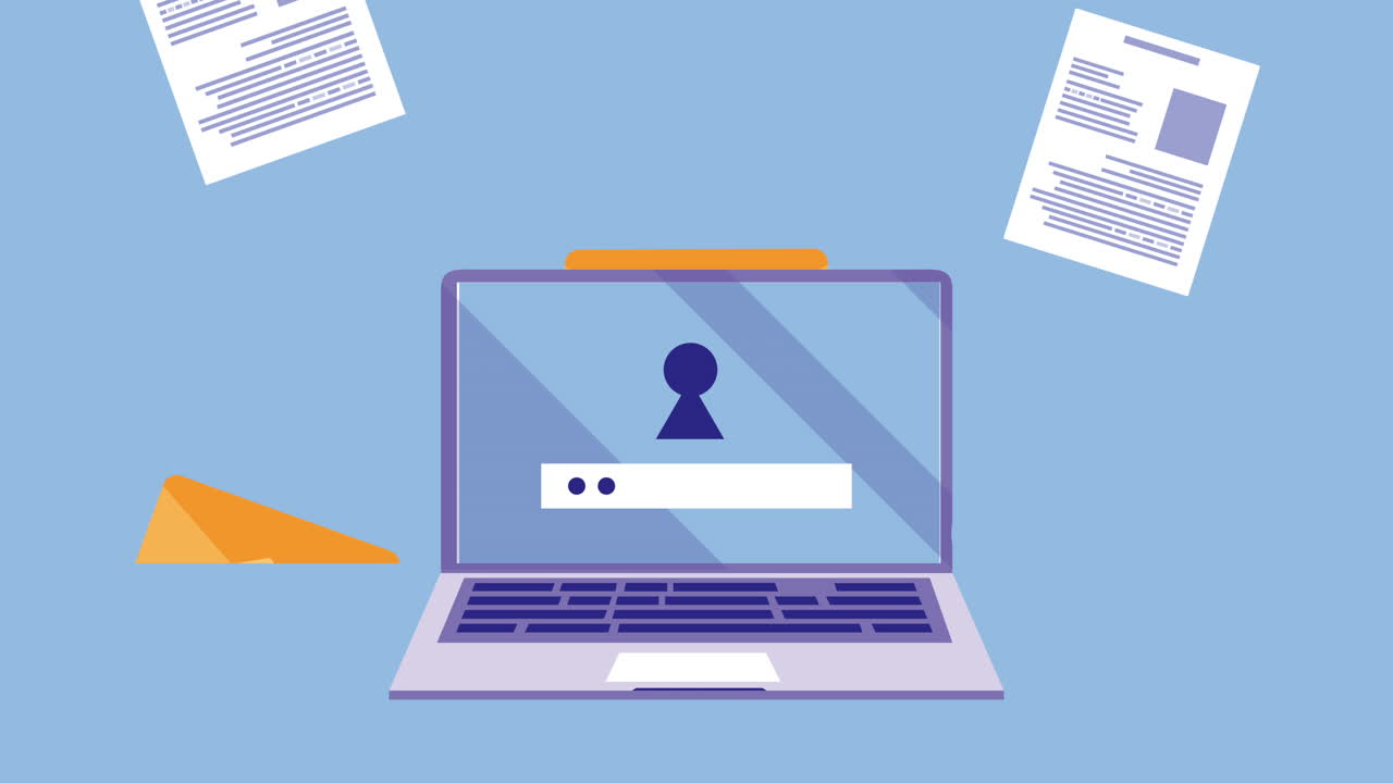 비밀번호를 가진 노트북 사이버 보안 기술