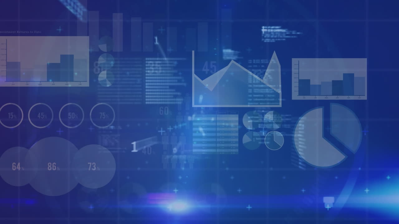 animación del procesamiento de datos sobre un fondo oscuro