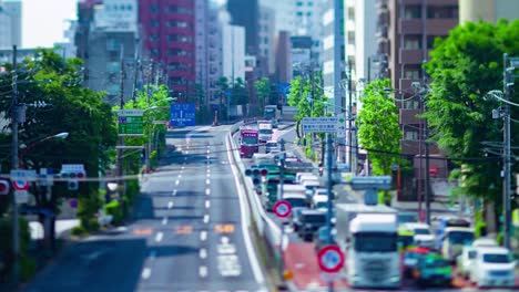 a timelapse of the miniature traffic jam at the urban street in tokyo