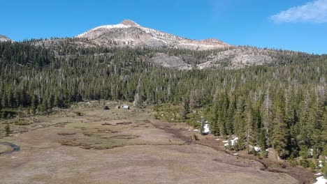 Aerial-view-forest-in-the-foothills-of-the-Sierra-Nevada,-California-landscape