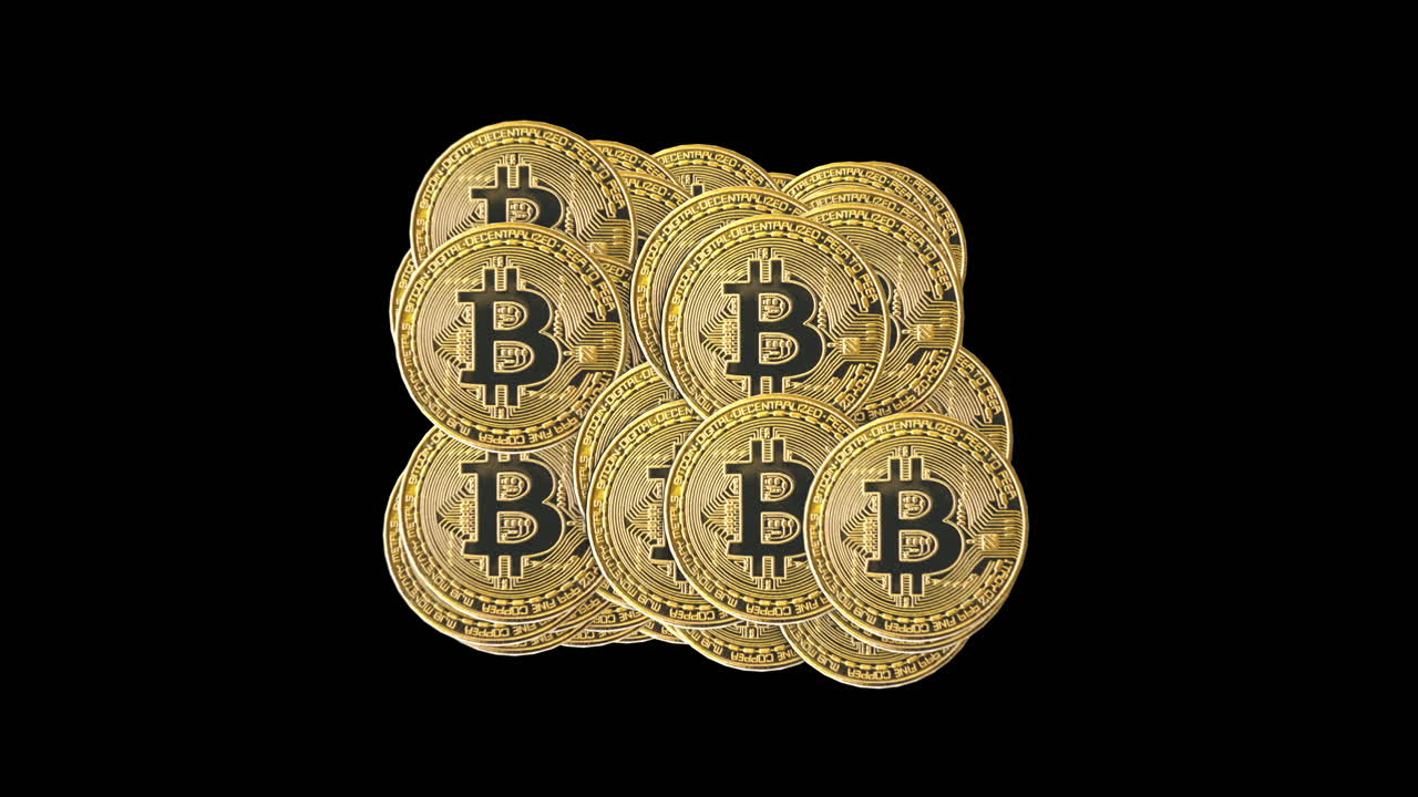 Single Bitcoin Cryptocurrency Coin Multiplying - 3D Animation