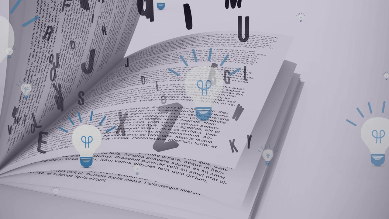 Animation of text with globe and network of connections