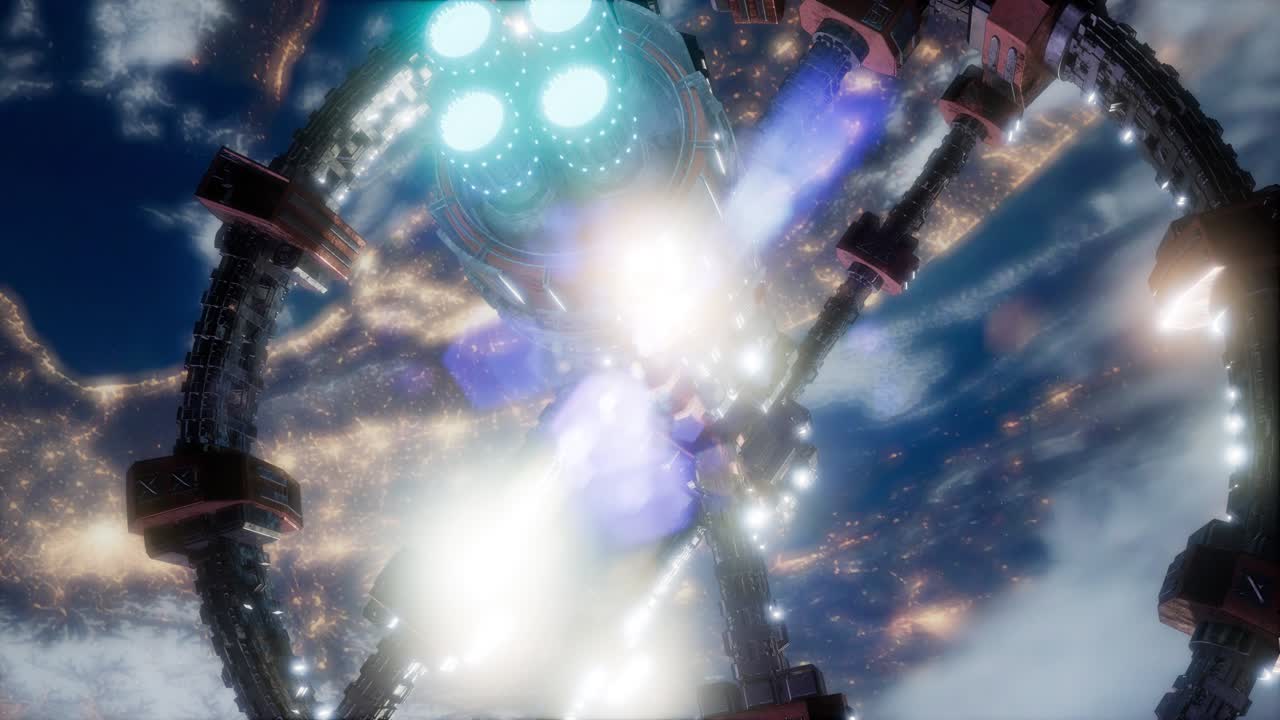 지구 위 에 있는 우주 공간 에 있는 국제 우주 정거장