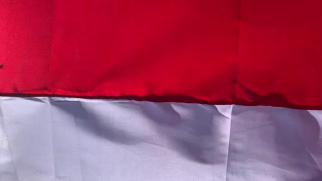 vista de cerca de la bandera indonesia ondeando en el viento