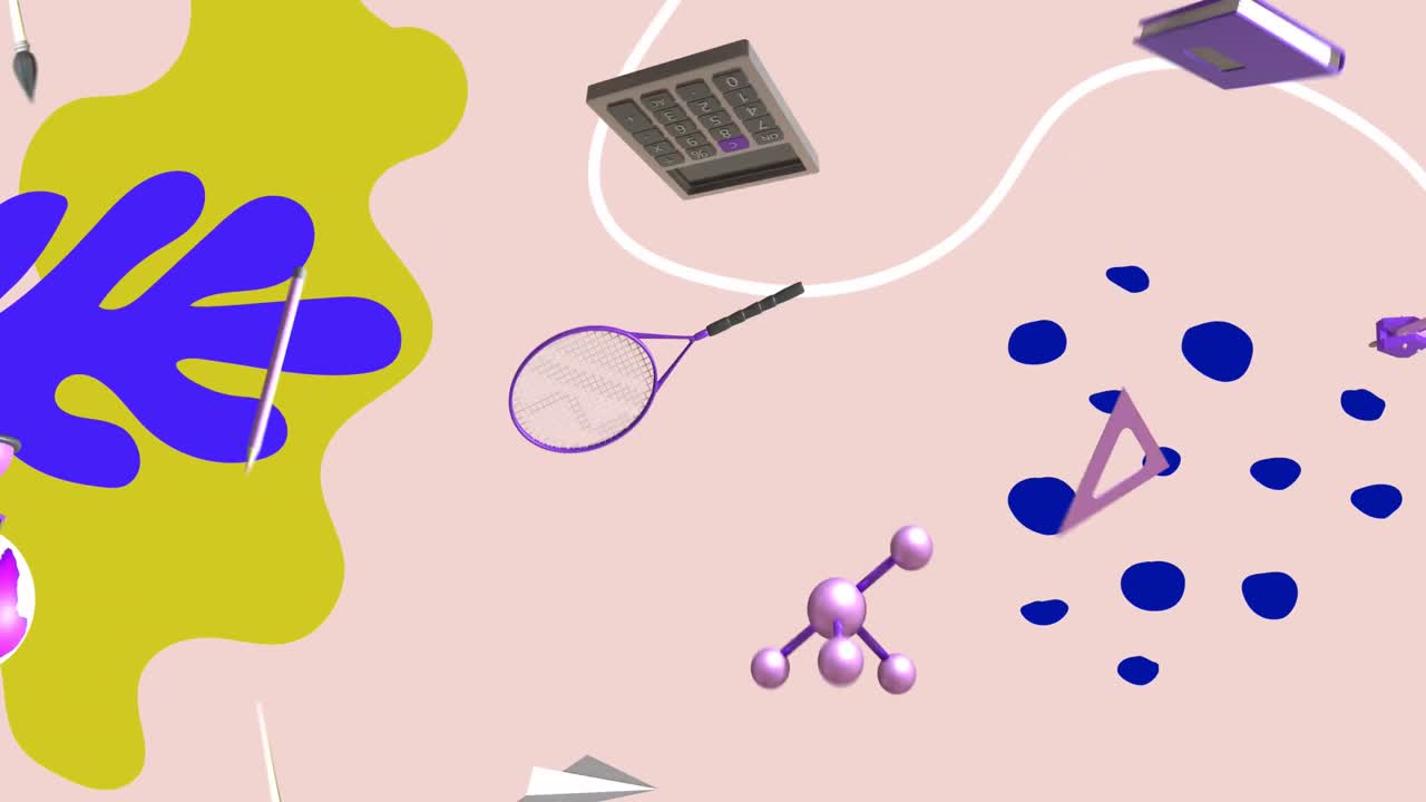 animación de los iconos de la educación y la escuela sobre el fondo del patrón