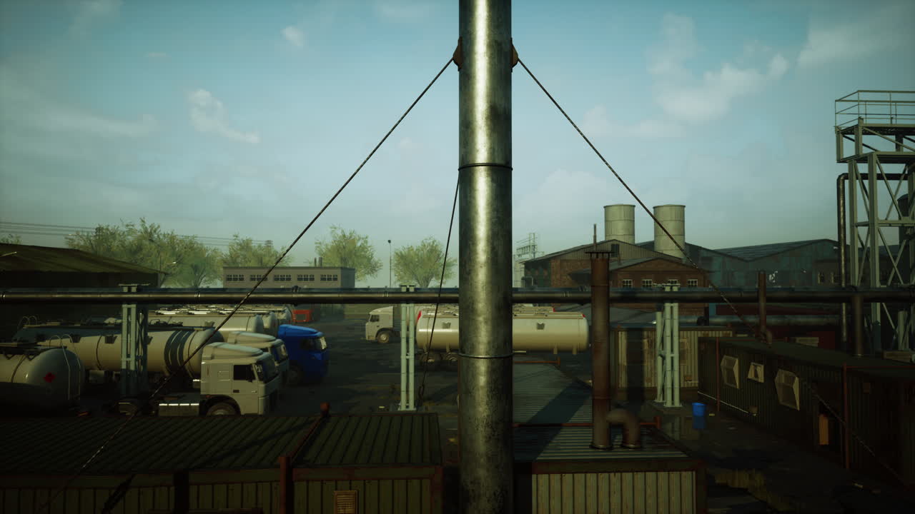 현대 석유 화학 공장의 외관