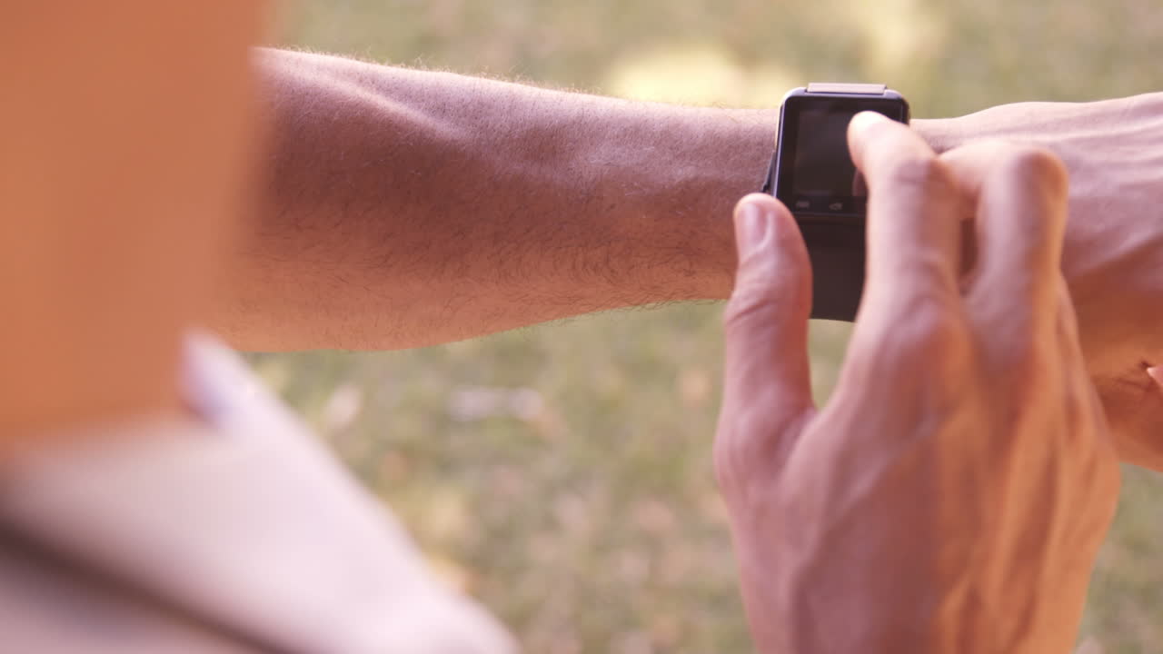 Man using smart watch