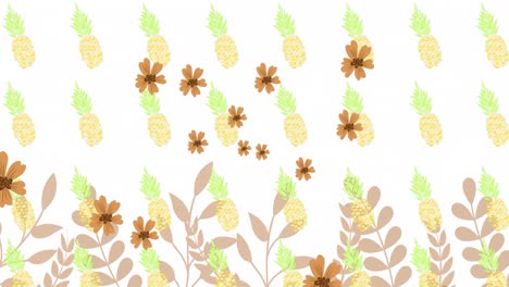 animation of flower icons over pineapple icons and leaves