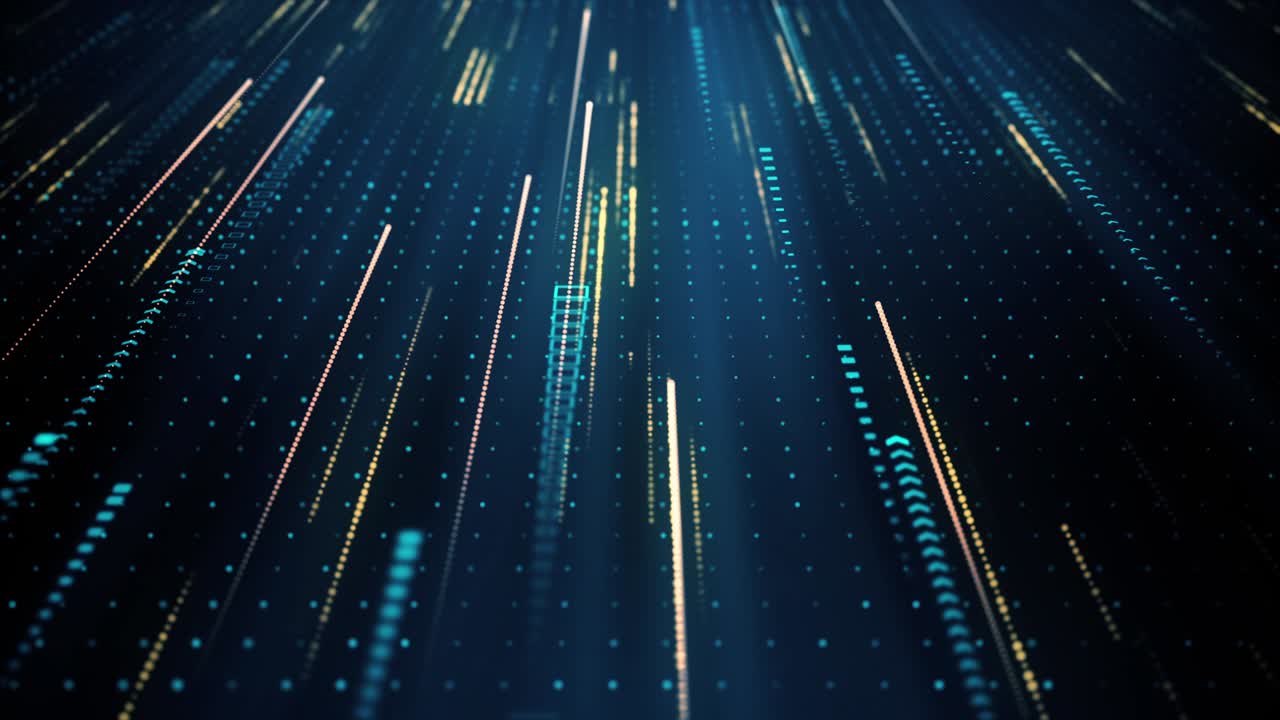 Abstract technology background with digital particles motion. Seamless loop.