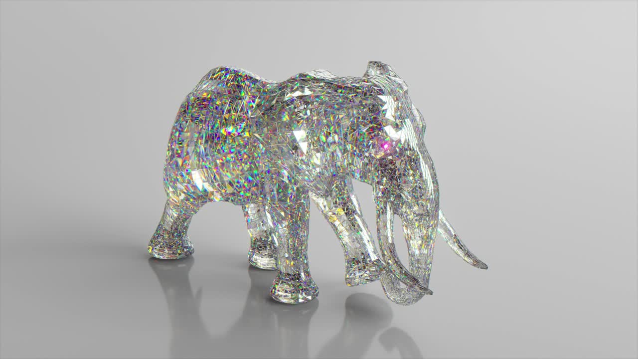 이리데센트 크리스탈 코끼리 3d 모델