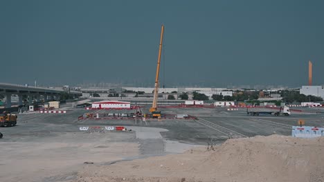 construction site of dubai exhibition centre expansion at expo city dubai, uae