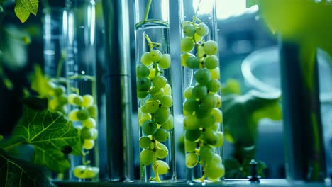 green grapes in test tubes - laboratory experiment