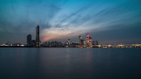 seoul city and 
 sunset. skyline in south korea