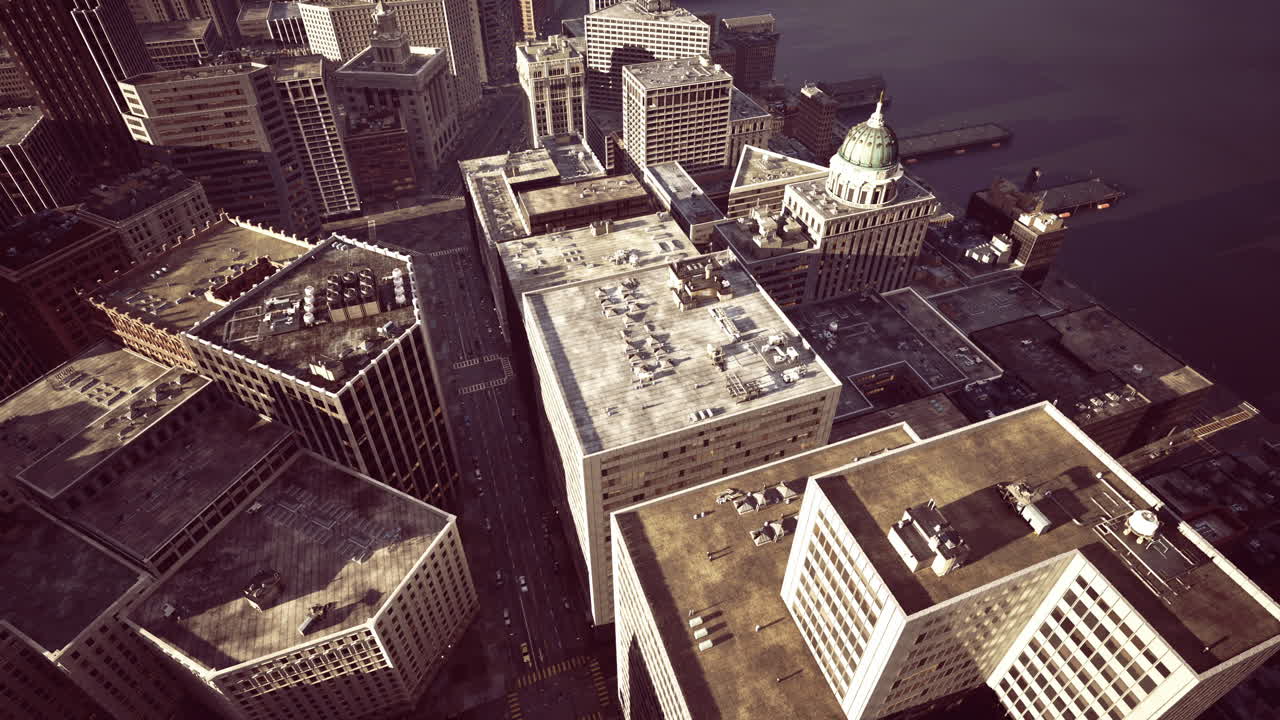 Vista aerea di un vivace paesaggio urbano con vari design ed edifici