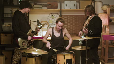 musical group in a studio